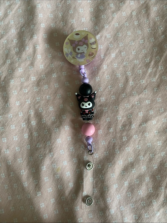 Hand Crafted Accessories - NWOT Hand Crafted Kuromi Retractable Badge Reel💜🖤